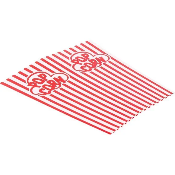 Popcorn Containers Boxes 100 Pack - Striped White and Red Paper - for Home Movie